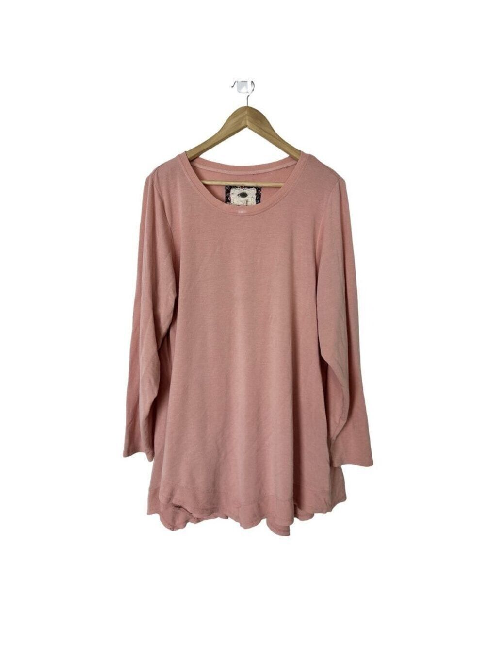 Cupio Woman Pink Crewneck Long Sleeve Lagenlook Pullover Tunic Top Size 1X Soft